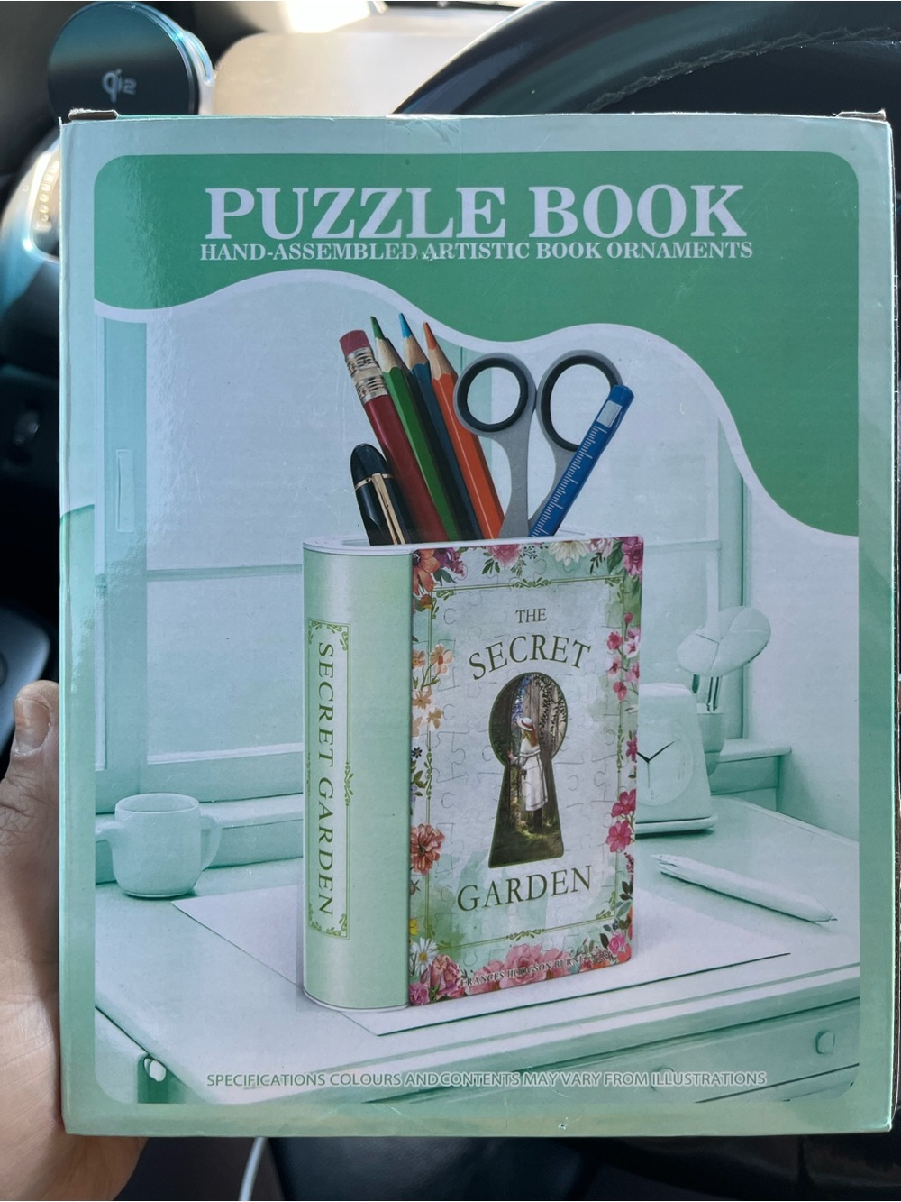 Puzzle Book Desk Organizer - Green "The Secret Garden". New in box.